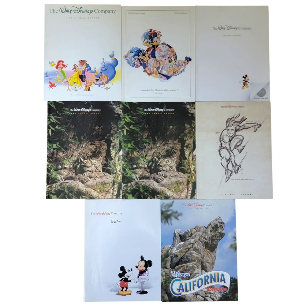 Walt Disney Company Annual Reports Lot of 8‎ 1990s 2000 Disneyana Collectible